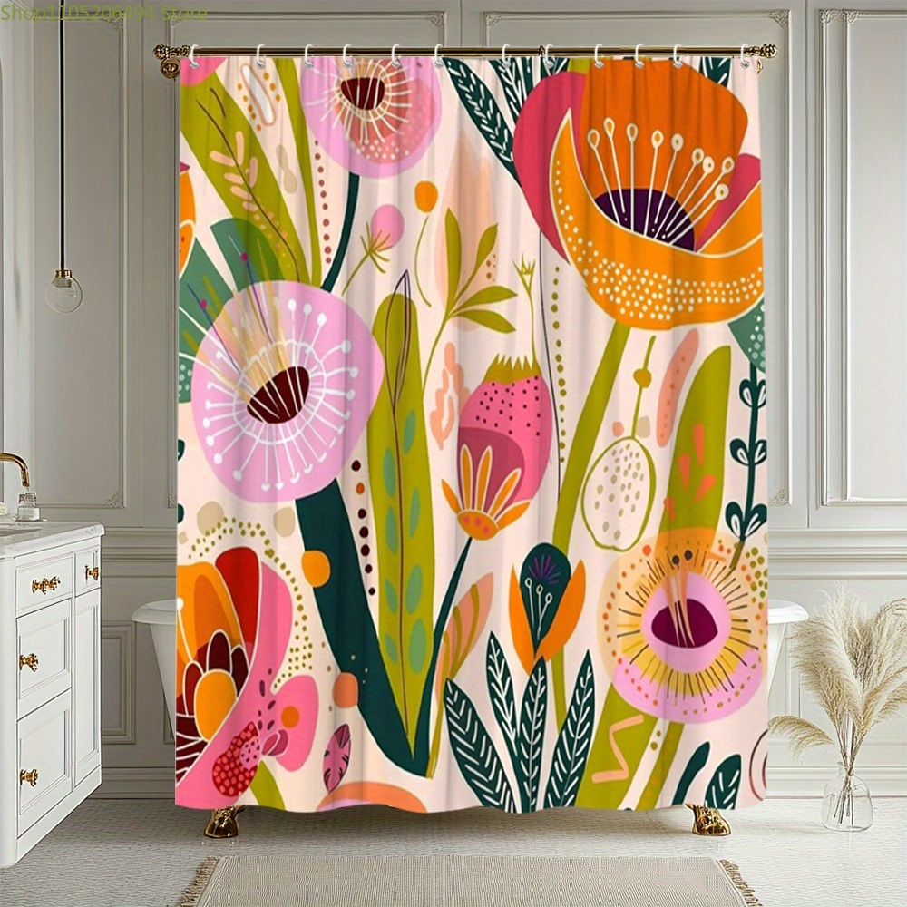 Home Bathroom Ideas - Tenda da Doccia con Motivo Floreale