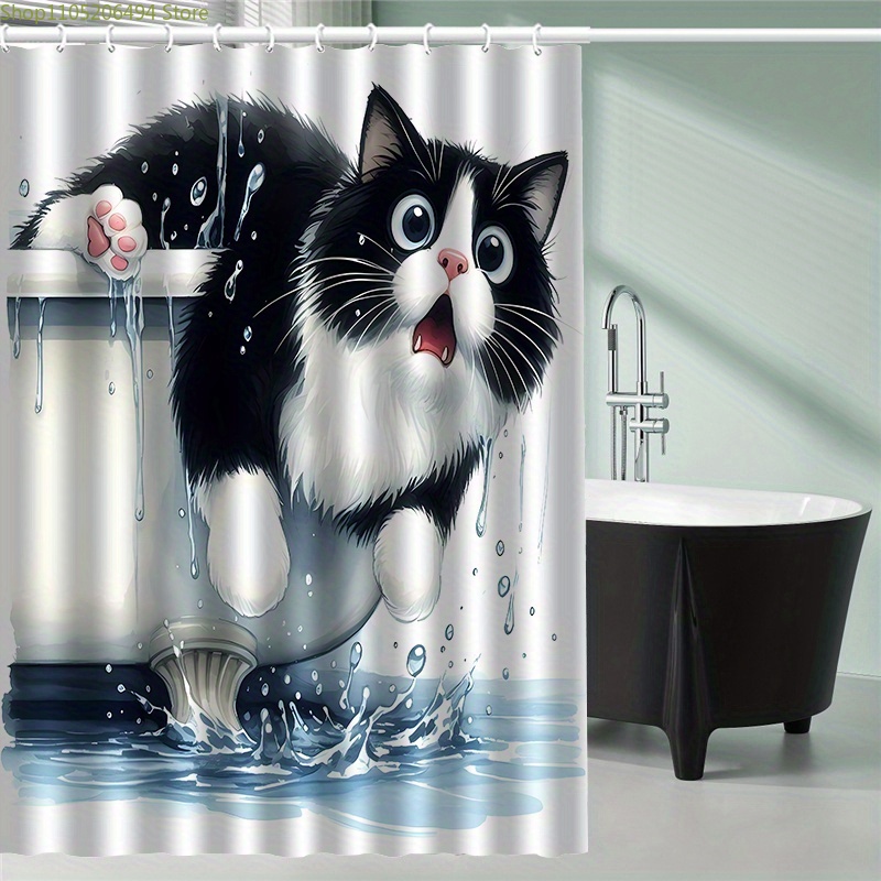 Home Bathroom Ideas - Divertente Tenda da Doccia con Gatto