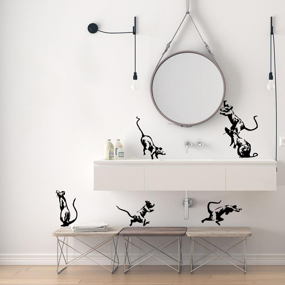 Home Bathroom Tiles - 5 pezzi Banksy Toilet Rats Wall