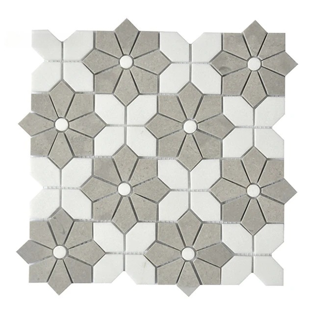 Home Bathroom Tiles Design - Piastrelle in Mosaico di Marmo Bianco