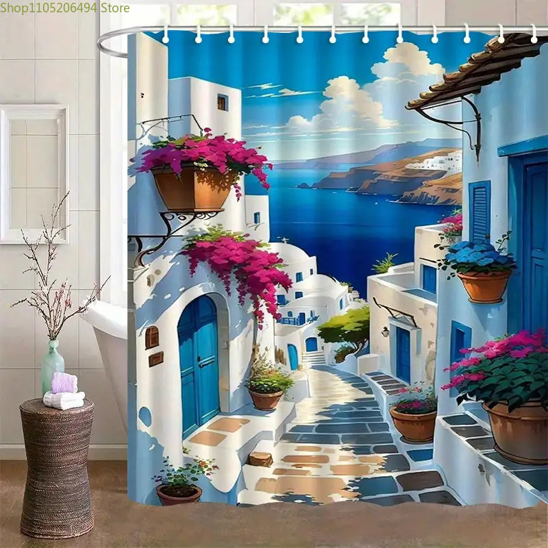 Home Bathroom Ideas - Tenda Doccia Santorini, Isola Greca, Design