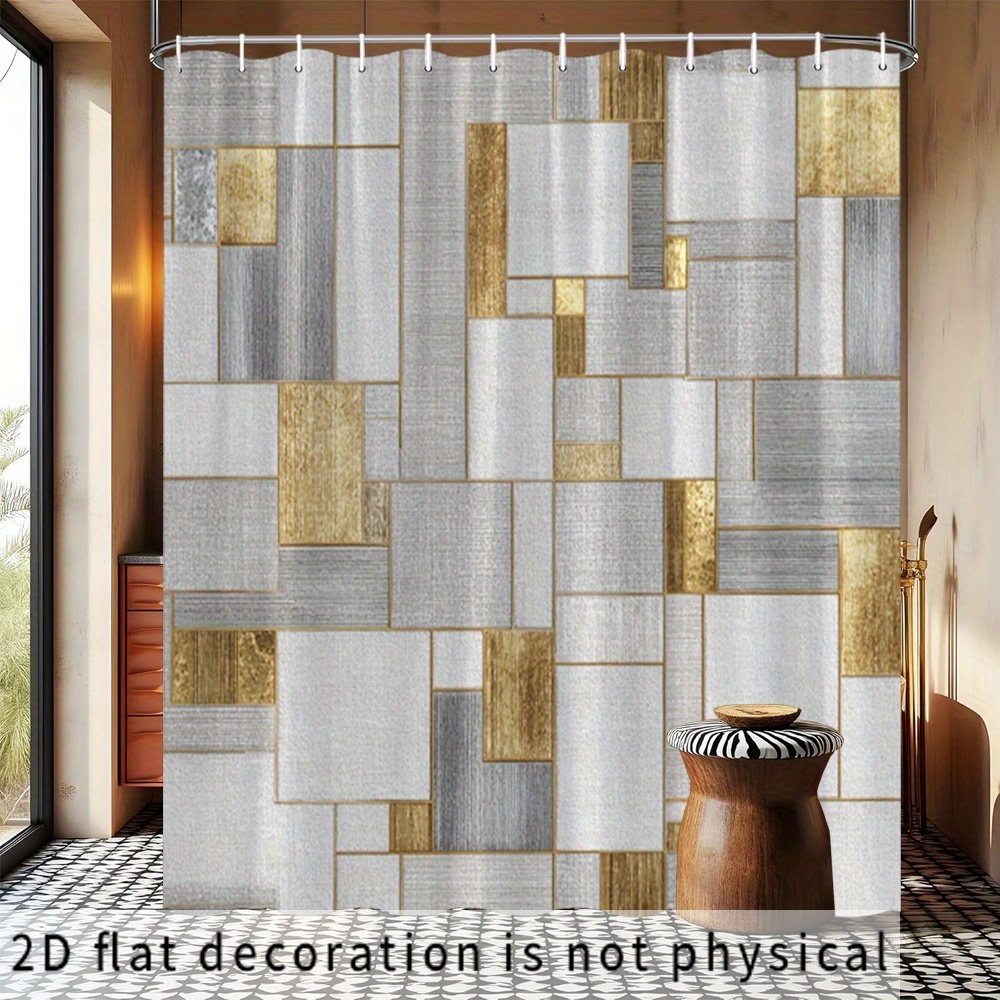 Home Bathroom Tiles Design - Tenda Doccia Impermeabile con Motivo Geometrico