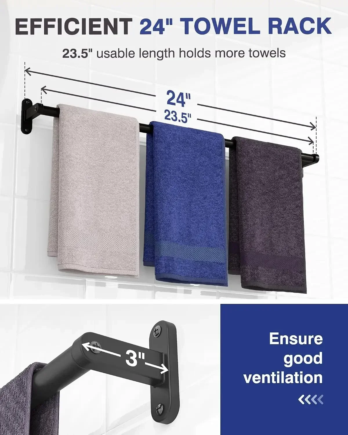Portasciugamani nero opaco per - Home Essentials Bathroom Accessories recensione e prezzo