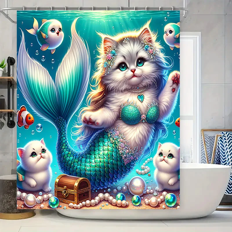 Shower Curtain Mermaid Cat Fis - Home Bathroom Ideas recensione e prezzo