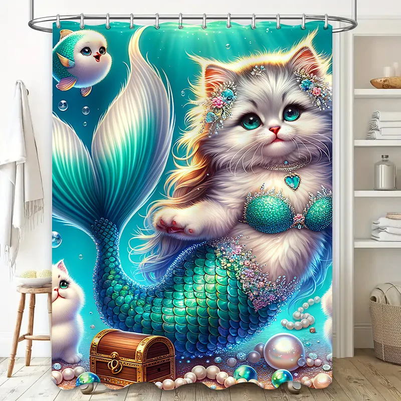 Shower Curtain Mermaid Cat Fis - Home Bathroom Ideas recensione e prezzo