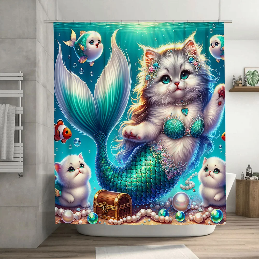 Shower Curtain Mermaid Cat Fis - Home Bathroom Ideas recensione e prezzo